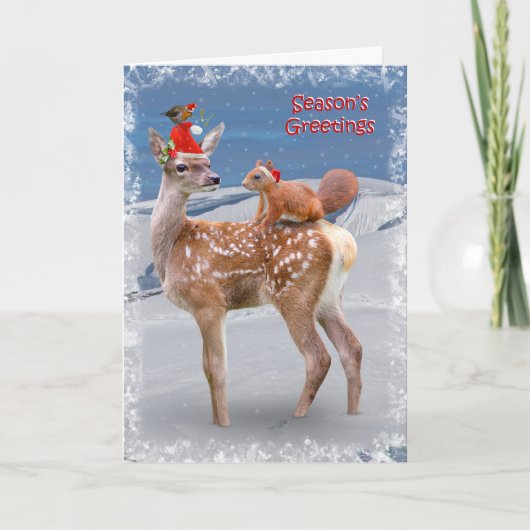 Bambi en de Kerstkaart van Vrienden Feestdagen Kaart (Voorkant)