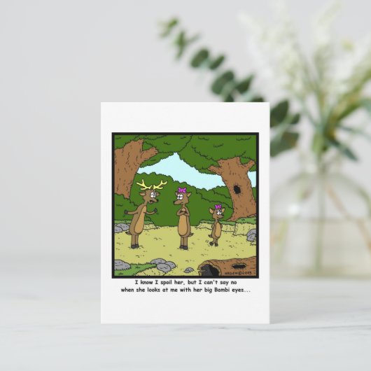 Bambi Eyes: Deer Cartoon Briefkaart (Staand voorkant)