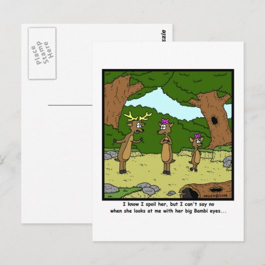 Bambi Eyes: Deer Cartoon Briefkaart (Voorkant / Achterkant)