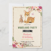 Bambi konijn thema bos hert thema uitnodiging (Voorkant)