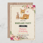 Bambi konijn thema bos hert thema uitnodiging (Voorkant / Achterkant)