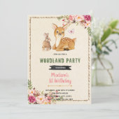 Bambi-konijnenthema: uitnodiging voor hert (Staand voorkant)