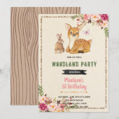 Bambi-konijnenthema: uitnodiging voor hert (Voorkant / Achterkant)