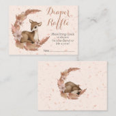 Bambi roze bloemen Dust Baby shower Diaper Raffle Informatiekaartje (Voorkant / Achterkant)