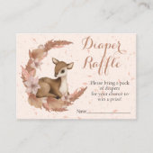 Bambi roze bloemen Dust Baby shower Diaper Raffle Informatiekaartje (Voorkant)