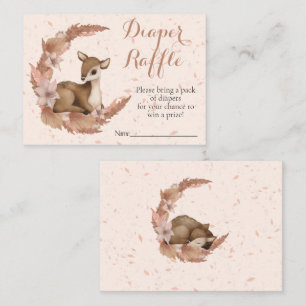 Bambi roze bloemen Dust Baby shower Diaper Raffle Informatiekaartje