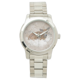 Bambi Watercolor Horloge