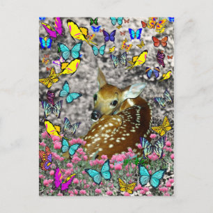 Bambina de Witte-Kietelige Fawn in Butterflies Briefkaart