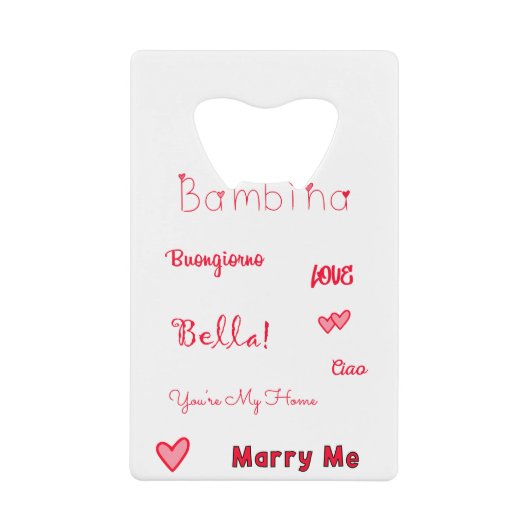 Bambina Love Quottes set Pack Creditkaart Flessenopener (Voorkant)