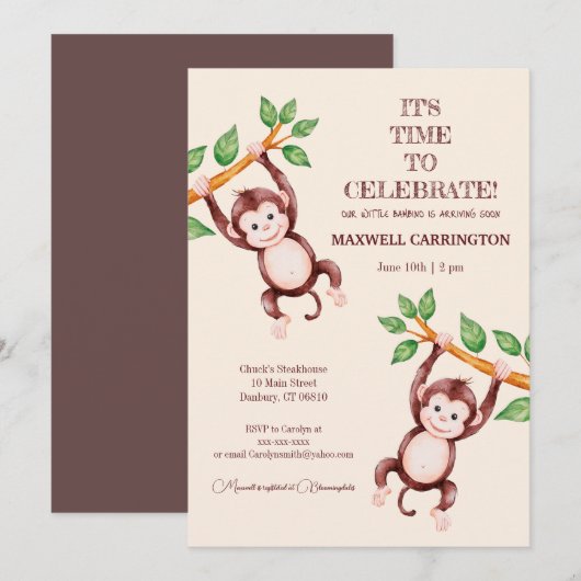 Bambino Boy Baby shower Uitnodiging (Voorkant / Achterkant)