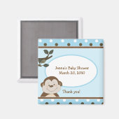 Bambino Leuke Aap Blauw Favor Baby shower Magneet (Voorkant / Achterkant)