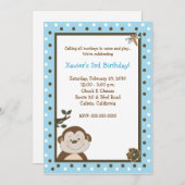 Bambino Monkey 5x7 Blue Birthday Kaart (Voorkant / Achterkant)