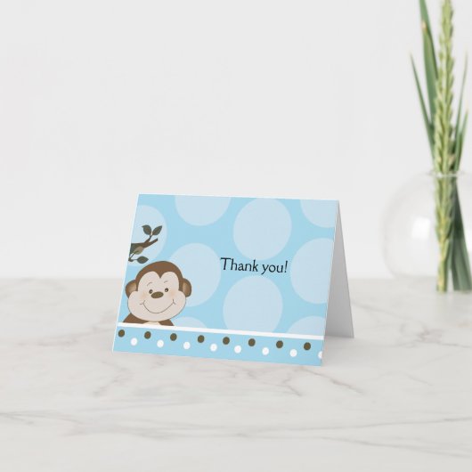 Bambino Monkey Blue Folded Note Kaart *Personalize (Voorkant)