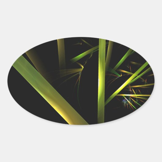 Bamboe Abstract Ovale Sticker (Voorkant)