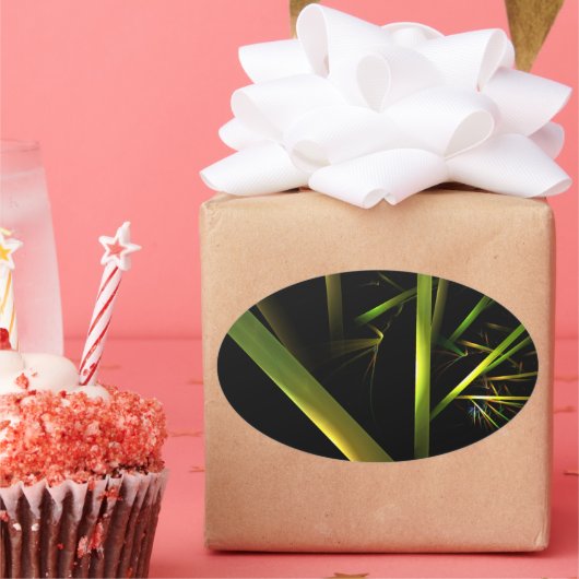 Bamboe Abstract Ovale Sticker (Feest)