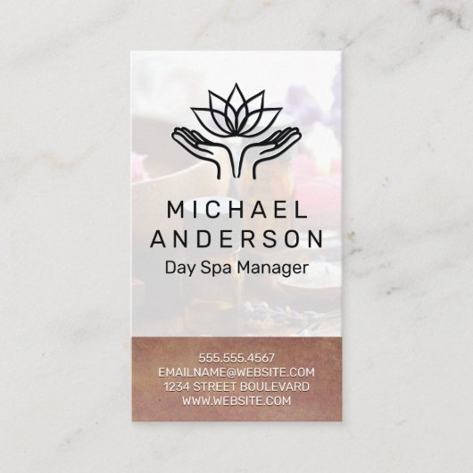 Bamboe achtergrond | Healing Hands Lotus Icon Visitekaartje (Voorkant)