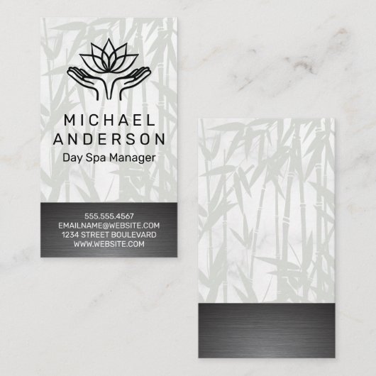 Bamboe achtergrond | Healing Hands Lotus Icon Visitekaartje (Voorkant / Achterkant)
