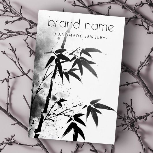 Bamboe Aziatische inkt tekening oorbel display kaa Visitekaartje