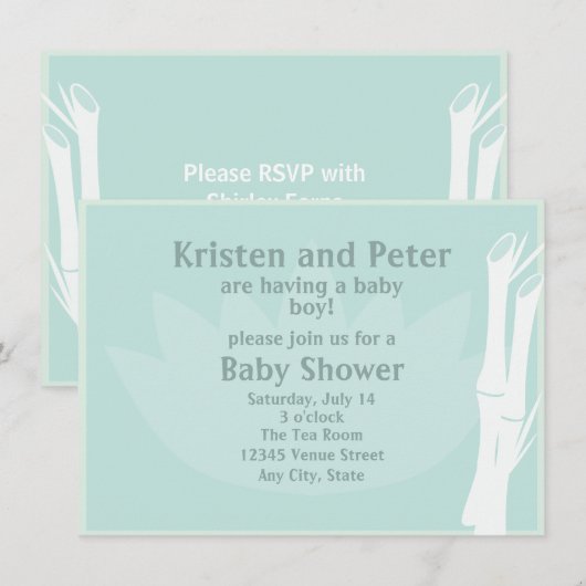 Bamboe Baby shower Uitnodiging (Voorkant / Achterkant)