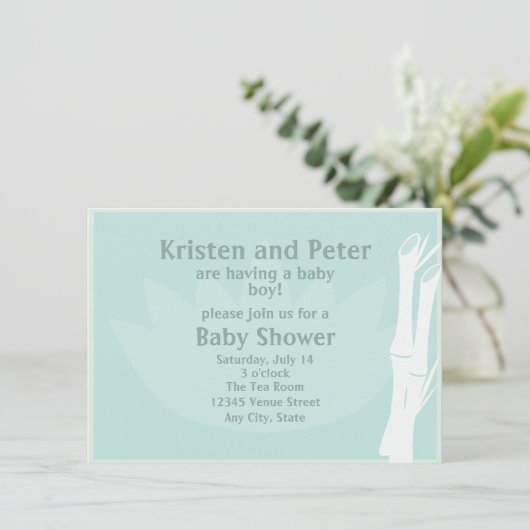 Bamboe Baby shower Uitnodiging (Staand voorkant)