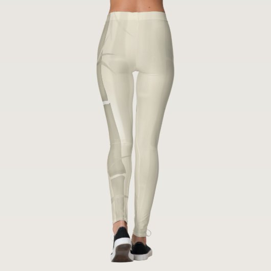 Bamboe, beige achtergrond leggings (Achterkant)