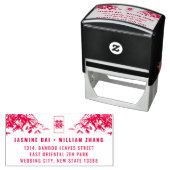 Bamboe bladeren dubbel xi Chinees trouwadres Zelfinktende Stempel (In situ)