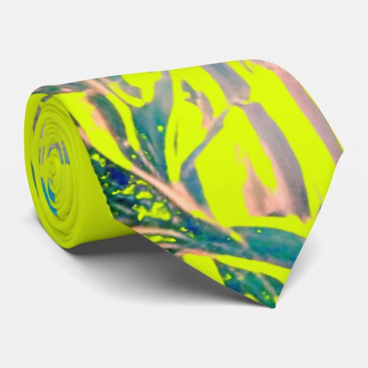 Bamboe bladeren in neon geel stropdas (Opgerold)