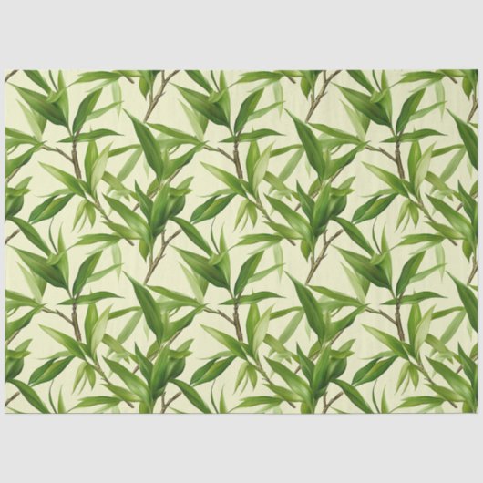 Bamboe Bladeren Patroon Groen Decoupage Tissuepapier (Voorkant)