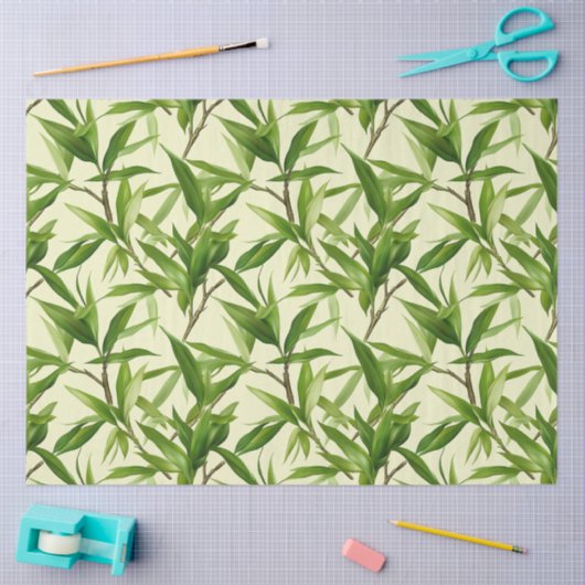Bamboe Bladeren Patroon Groene Decoupage Tissuepapier (Craft)