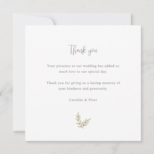 Bamboe Boho Botanisch blad Zacht Elegant groen Bedankkaart (Achterkant)