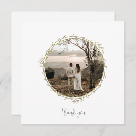 Bamboe Boho Botanisch blad Zacht Elegant groen Bedankkaart (Voorkant / Achterkant)