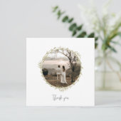 Bamboe Boho Botanisch blad Zacht Elegant groen Bedankkaart (Staand voorkant)