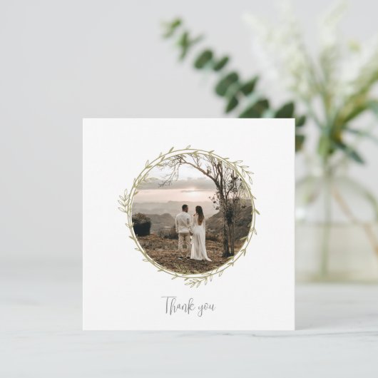 Bamboe Boho Botanisch blad Zacht Elegant groen Bedankkaart (Staand voorkant)