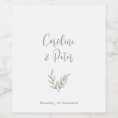 Bamboe Boho Botanisch blad Zacht Elegant groen Wijn Etiket (Enkel label)