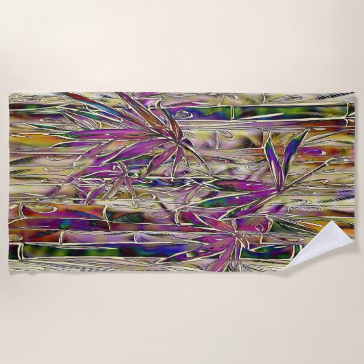 Bamboe Boom Digitaal Schilderen Originele Strandla Strandlaken (Voorkant)