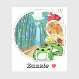 Bamboe Bos Avontuur met Kat en Kikker Sticker