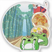Bamboe Bos Avontuur met Kat en Kikker Sticker (Voorkant)