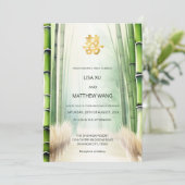 Bamboe bos Chinese bruiloft Kaart (Staand voorkant)