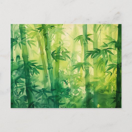 Bamboe bos Waterverf Briefkaart (Voorkant)