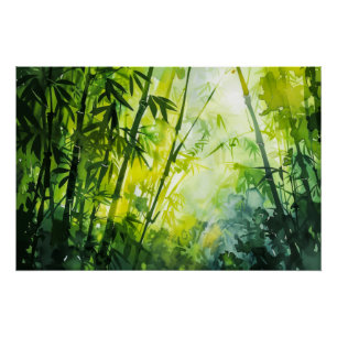 Bamboe bos Waterverf Perfect Poster