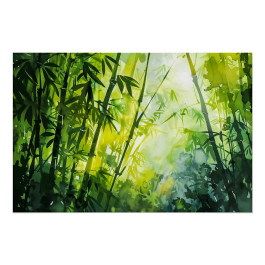 Bamboe bos Waterverf Perfect Poster (Voorkant)
