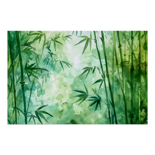 Bamboe bos Waterverf Perfect Poster (Voorkant)
