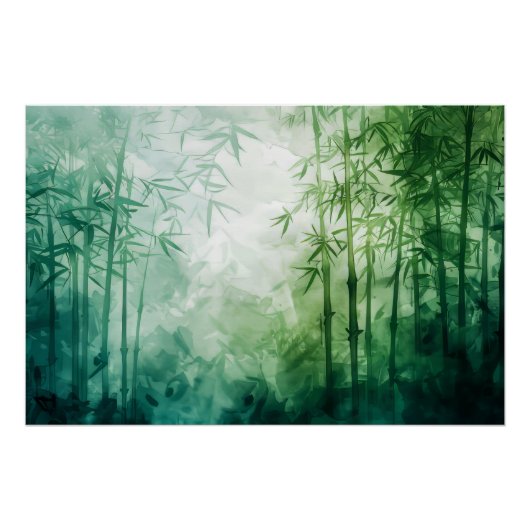 Bamboe bos Waterverf Perfect Poster (Voorkant)