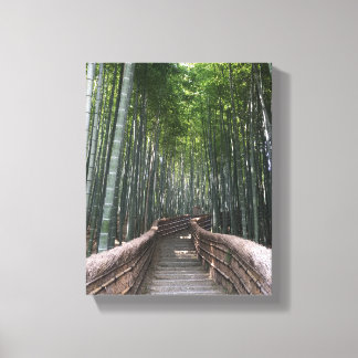 Bamboe bosdoek Kyoto Japan Canvas Afdruk