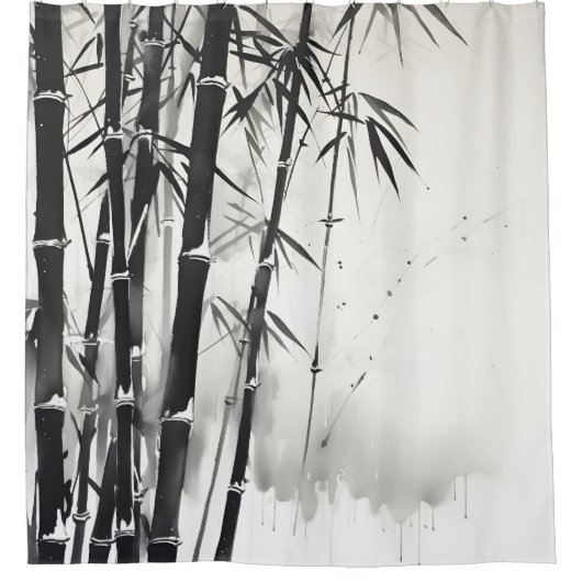 Bamboe bosinkt schilderij douchegordijn (Voorkant)