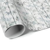 Bamboe botanisch patroon in indigoblauw cadeaupapier (Rol Hoek)