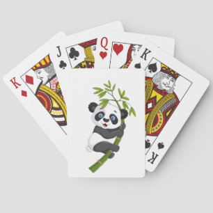 Bamboe Buddy Gelukkig Klein Panda Slingerend in de Pokerkaarten