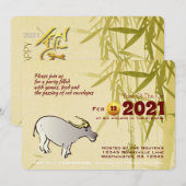 Bamboe Cartoon Ox Chinees nieuwjaar 2021 HFInv (Voorkant / Achterkant)