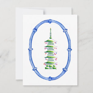 Bamboe Chinoiserie Pagode Kerstboom Notitiekaart Notitiekaartje