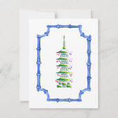 Bamboe Chinoiserie Pagode Kerstboom Notitiekaartje (Voorkant)